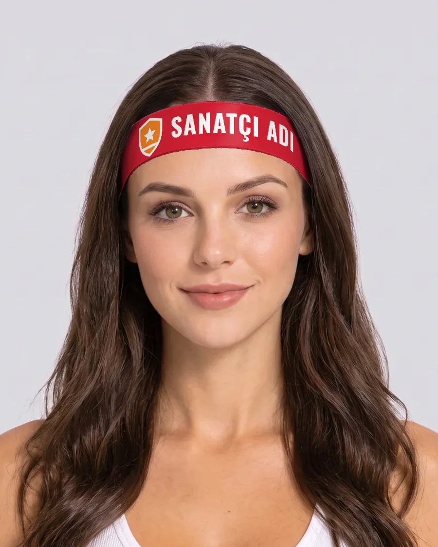 Kırmızı saten konser bandı, modelde