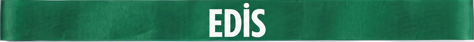 Yeşil saten konser bandı, 95 cm bandın tamamı, baskı ortada